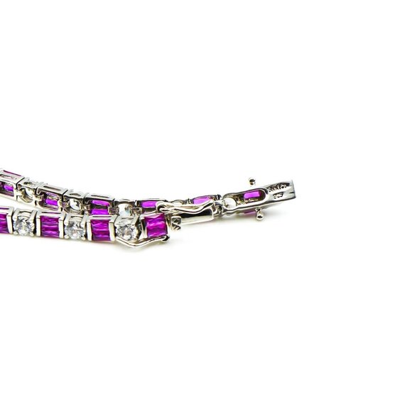 Ruby And CZ 7.9-Inch Tennis Bracelet in Rhodium Plated Sterling Silver - Picture 5 of 5